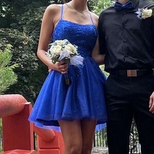 Elegant Blue Lace Dress